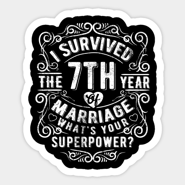 Funny Wedding Anniversary Gift 7 years Wedding Marriage Gift Sticker by Essinet